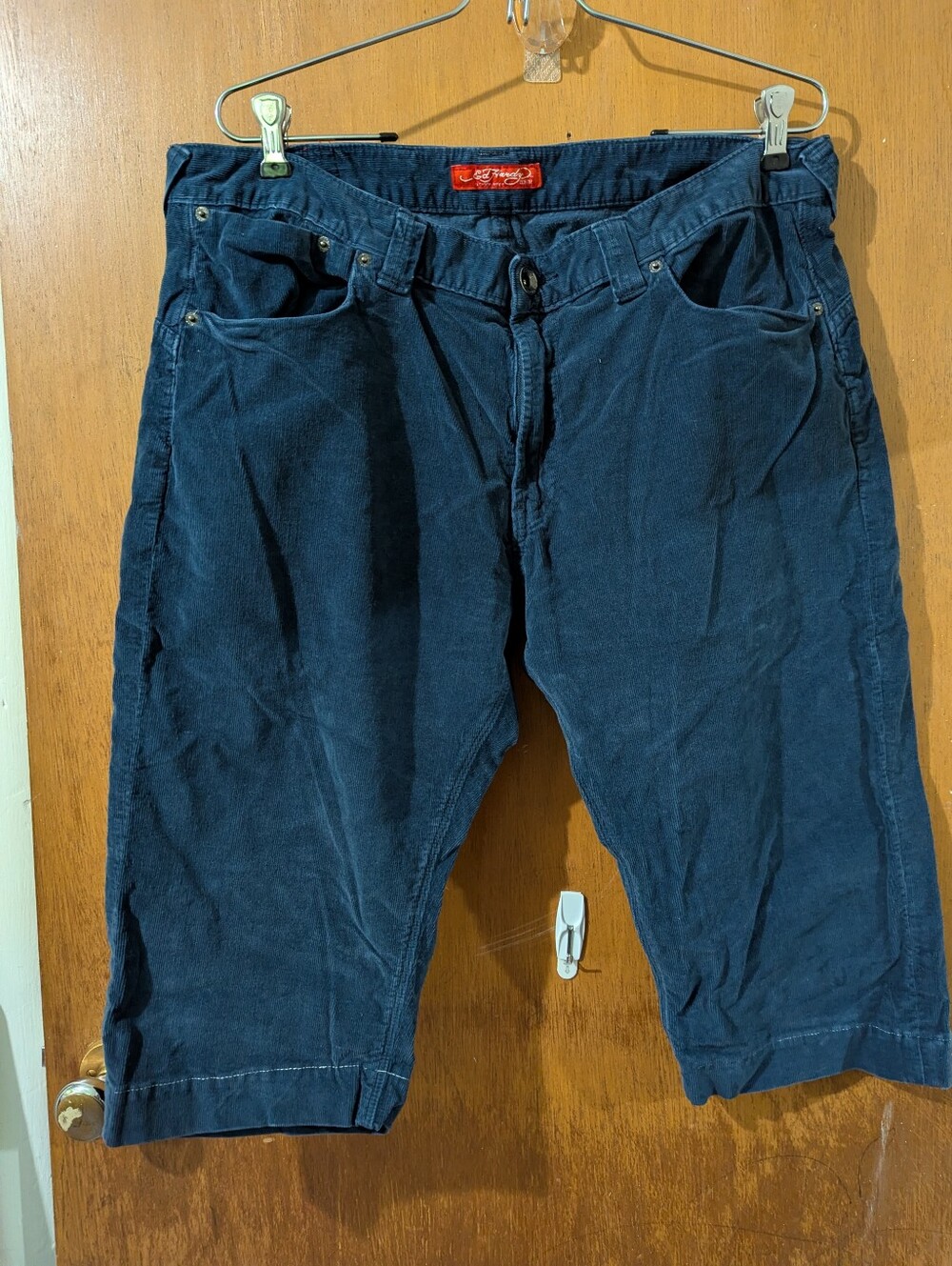Ed Hardy 2010 Christian Audigier 36 Waist Blue Corduroy Shorts